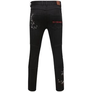 ONLY THE BLIND selvedge denim black embroidered blossom